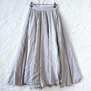 Urbsunny Casual Linen Blend Flared Long Skirt